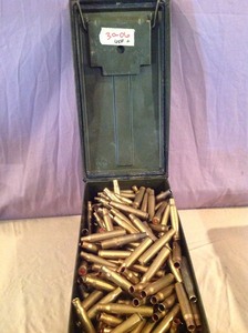 lot 17 image: 450 30-06 Casings in Metal Ammo Box