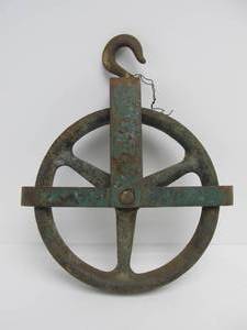 lot 164 image: Antique Cast Iron CROSBY-LAUGHLIN Nautical Marine or Industrial Pulley