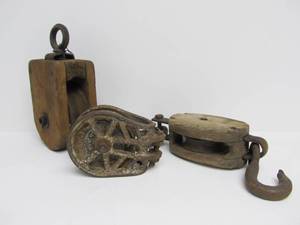 lot 173 image: 3 Antique Industrial Pulleys