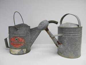 lot 179 image: Pair of Vintage Galvanized Watering Cans