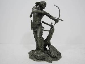 lot 83 image: Large Vintage Limited Edition Sioux Hunter Fine Pewter Sculpture by Jim Ponter