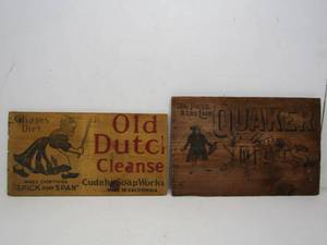 lot 18 image: 2 Antique Wooden Advertising Crate Sides