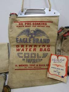 lot 19 image: Lot of 9 Old Vintage Canvas Drinking Water Bags