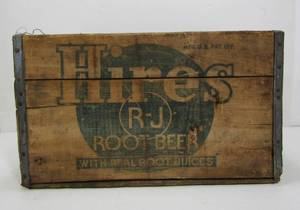 lot 20 image: Vintage HIRES Root Beer Advertising Wooden Soda Crate