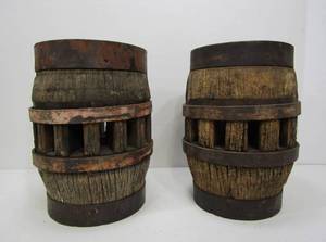 lot 21 image: Pair of Antique Primitive Wagon Wheel Hubs