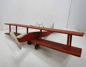 lot 29 image: Large Vintage Wooden Hanging Airplane 