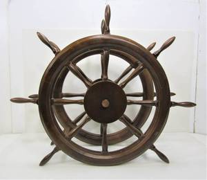 lot 31 image: Nautical Wooden Ships Wheel Wine Rack