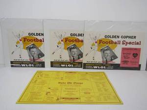lot 57 image: 3 Vintage MN GOPHER Football Radio Display Posters & Schedule