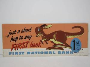 lot 60 image: Vintage 1st National Bank Kangaroo Screenprinted Advertising Poster