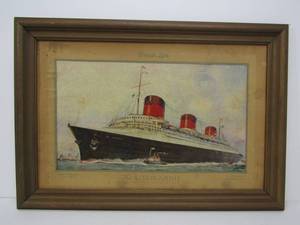 lot 62 image: Old Original FRENCH LINE  The Normandie Steamship Advertising Sign