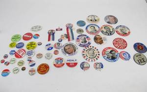 lot 132 image: Nice Group of Old Vintage Political Campaign & Other Buttons