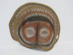 lot 141 image: Old Vintage Large Hand Painted & Woven Tribal Mask