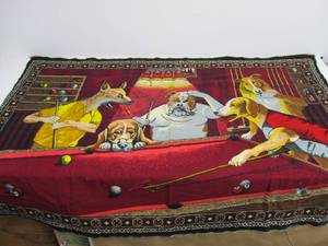 lot 204 image: Large Vintage Dogs Playing Pool Wall Hanging Tapestry