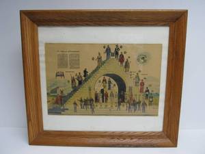 lot 218 image: Vintage Solid Oak Hidden Bar Cabinet wFreemason Print