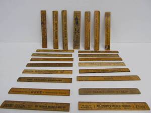 lot 220 image: Lot of Vintage & Antique Wooden Advertising Rulers