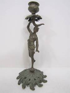 lot 307 image: Antique Figural Bronze Candle Stand