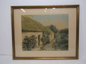 lot 310 image: Orig Antique Framed WALLACE NUTTING Primrose Cottage Lithograph Print