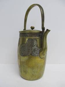 lot 78 image: Antique Solid Chased Brass Teapot 