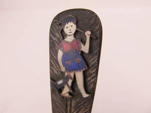 lot 120 image: Vintage 1920s Hand Made Signed Enameled Bronze Letter Opener