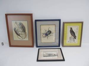 lot 126 image: 4 Original 18th & 19th Century Framed Bookplate EtchingsEngravings