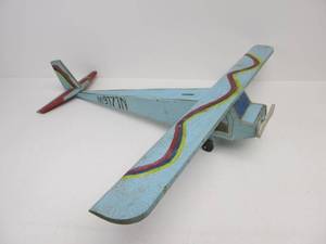 lot 223 image: Vintage Hand Made Painted Wood Airplane Toy