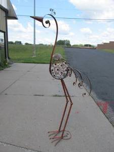 lot 242 image: LARGE Metal Jeweled Metal Peacock Garden Statue