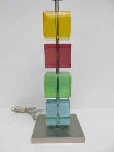 lot 247 image: Colorful Chrome Table Lap w Colored Acrylic Cubes