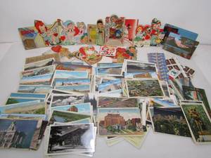 lot 293 image: Lot of Assorted Vintage Postcards Valentines & Stamps