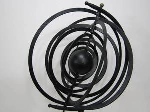 lot 296 image: Wrought Iron Floating OrbSphere in 9 Nesting Rings Footed