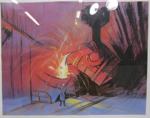 lot 315 image: Framed Vintage GALE HENDRICKSON Industrial Factory Scene Illustration Painting