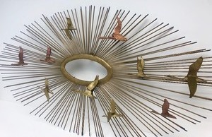 lot 4 image: Vintage Mid Century Brass Flying DucksGeese Starburst Wall Sculpture