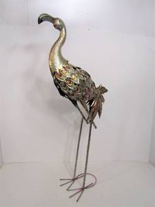 lot 356 image: Large Jeweled Metal Bird Statue