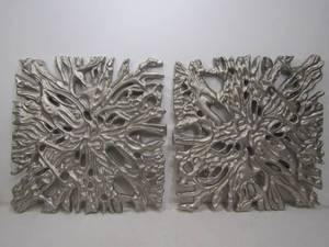 lot 358 image: 2 Large Heavy Cast Metal Square Wall Sculptures