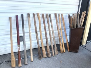 lot 328 image: LARGE Lot of Wooden Axe Handles