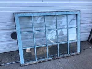 lot 331 image: Antique Blue Painted 15-Panel Window