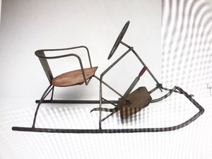 lot 244 image: Old Vintage Metal Snow Sled wSteering Wheel