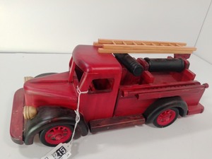 lot 215 image: Handmade Vintage Wooden Fire Truck