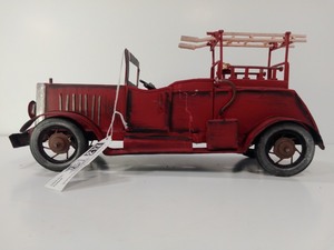 lot 217 image: Handcrafted Red Vintage Metal Fire Truck