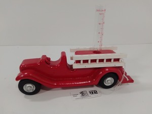 lot 221 image: Vintage Wooden Red Fire Truck with beaker