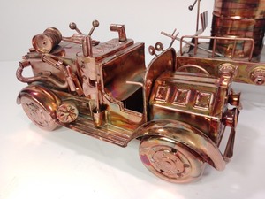 lot 222 image: Vintage Copper Fire Truck Music Boxes 1