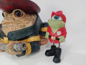 lot 224 image: Porcelain Frog Firefighter Figurines