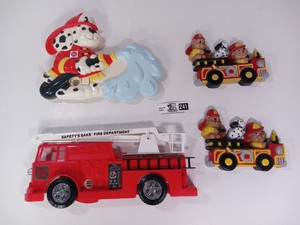lot 241 image: Vintage 1980s Firefighter & Firetruck smoke alarms and Firetruck Bears Walart