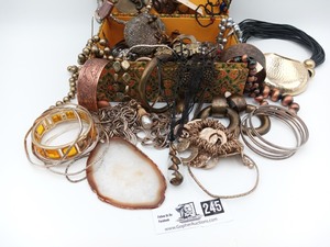 lot 245 image: Boho Jewelry Collection in Retro Jewelry Box