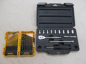 lot 45 image: Dewalt drill bit set, socket set