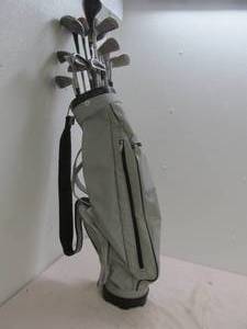 lot 98 image: golf clubs, golf bag