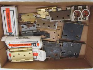 lot 129 image: vintage door latches, hinges