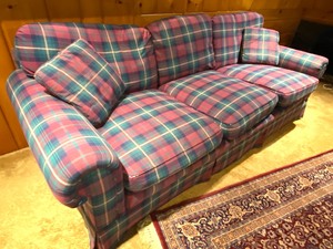 lot 4 image: Plaid Sofa and Sofa