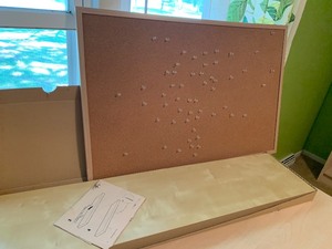 lot 132 image: IKEA Floating Shelf, Bulletin Board and Lamp