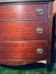 lot 30 image: Vintage Wood Dresser and Mirror