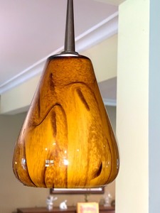 lot 111 image: Pair of Pendant Art Glass Ceiling Drop Lights